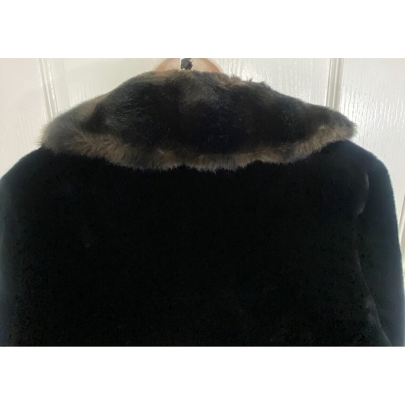 Vintage Borgazia Faux Fur Velvet Coat Womens 14 Black Penny Lane‎ Mob Wife 70s - Picture 10 of 14